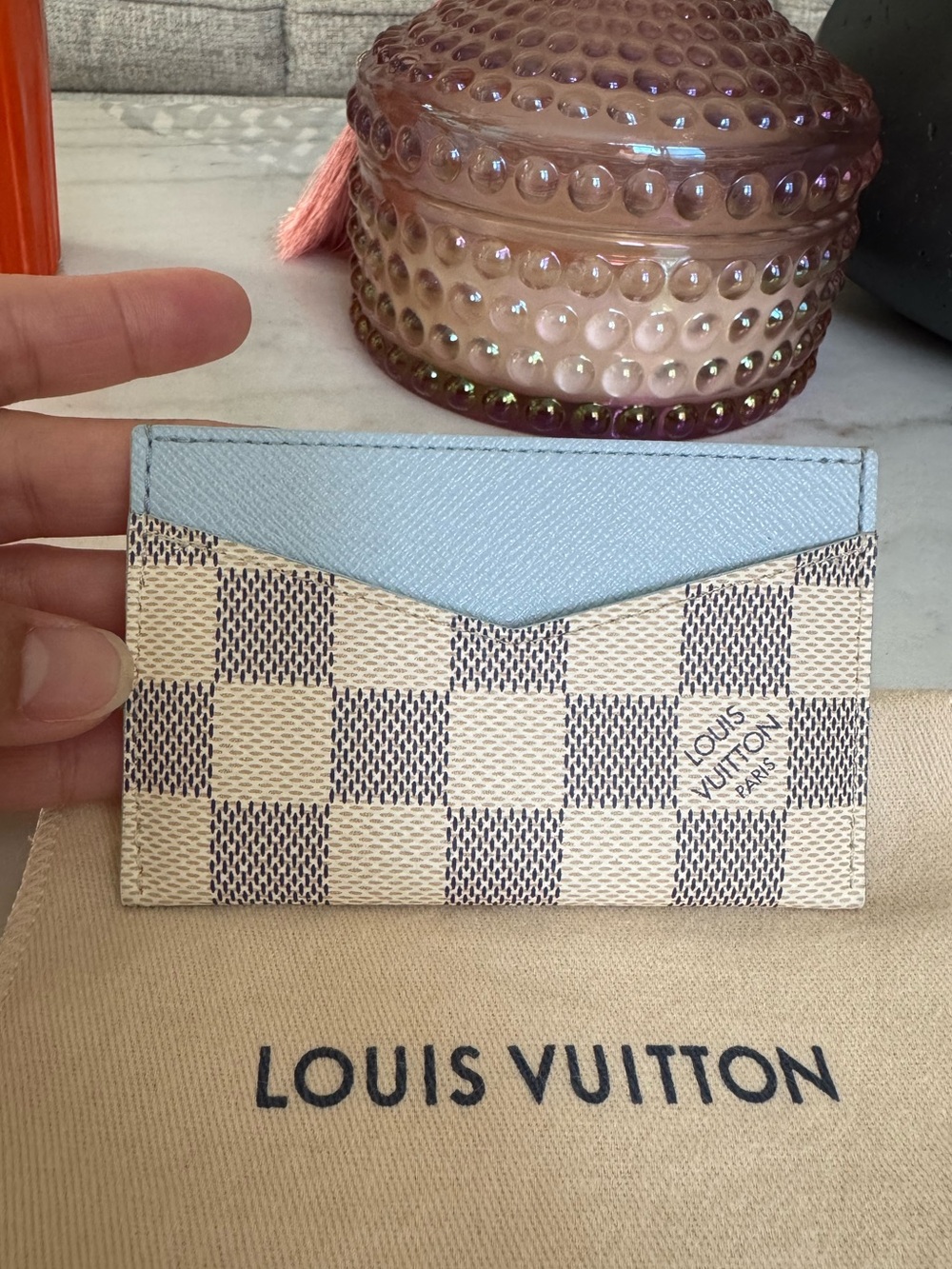 Authentic 🦋Rare🦋 Louis Vuitton Damier Azur Canvas Card Holder in Light Blue - Picture 3 of 10